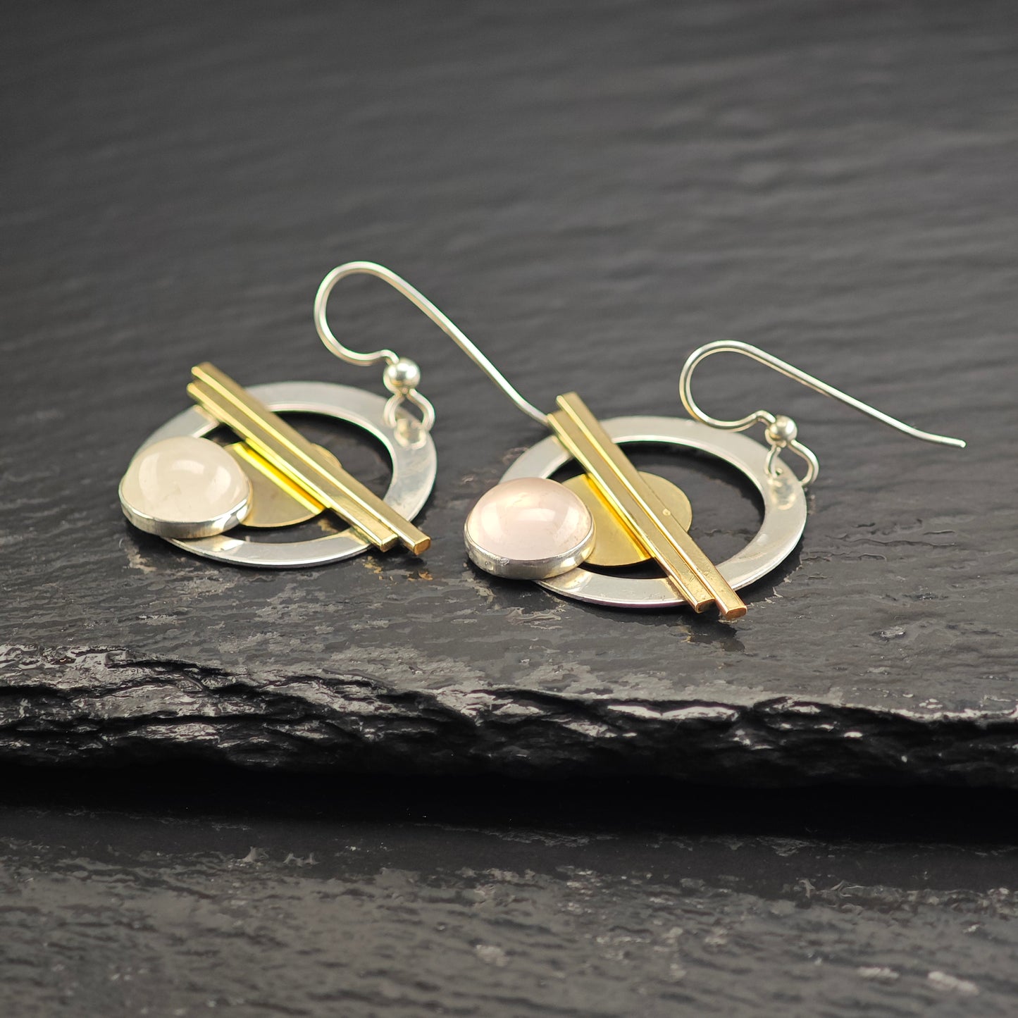 Studio Rose Quartz Gold Filled Sterling Silver Hook/Dangle Earrings ER3086