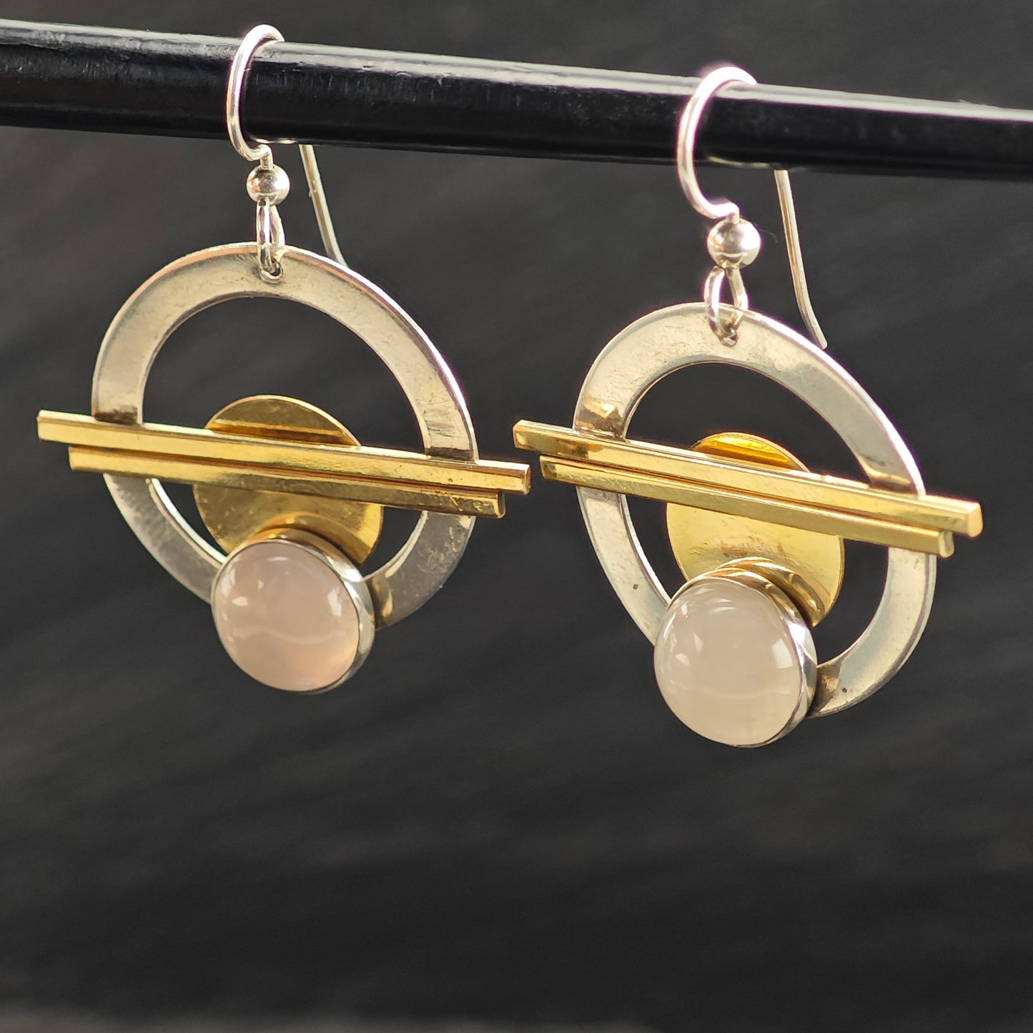 Studio Rose Quartz Gold Filled Sterling Silver Hook/Dangle Earrings ER3086