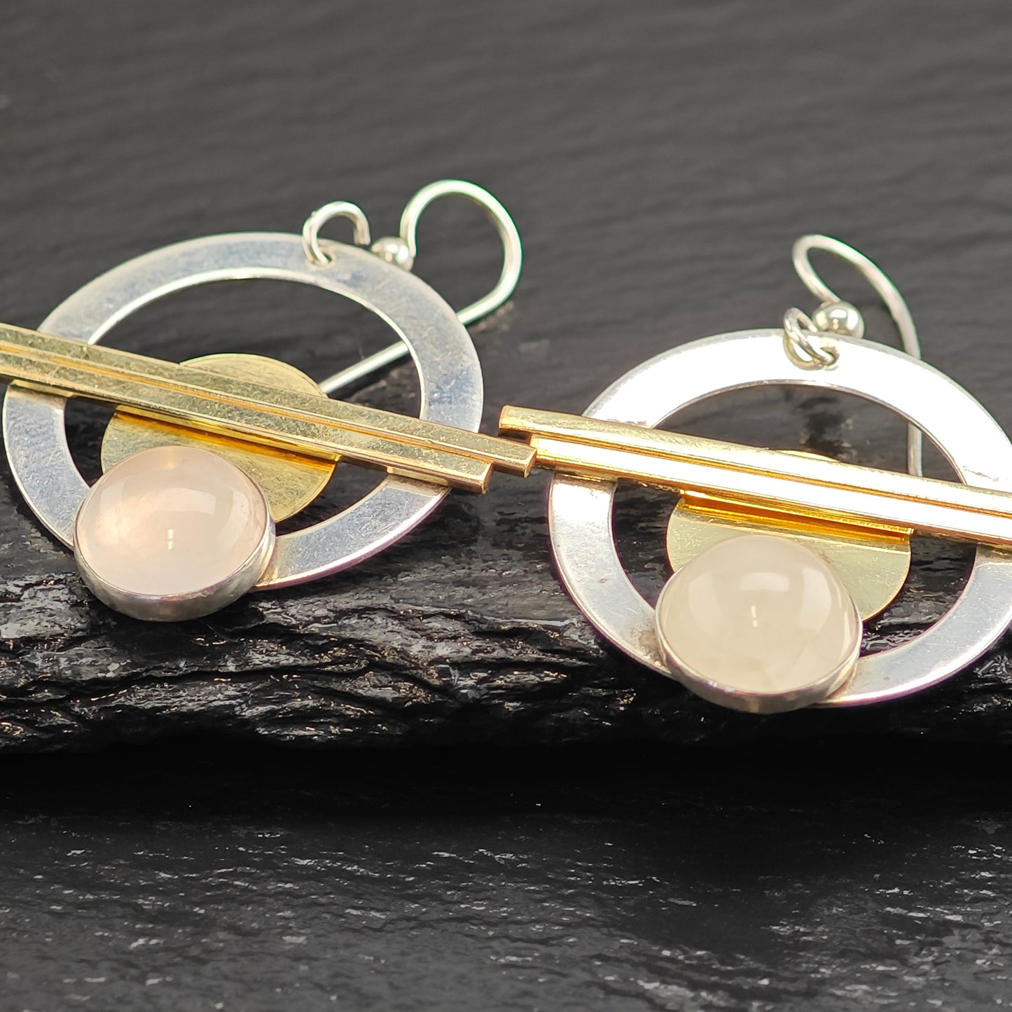 Studio Rose Quartz Gold Filled Sterling Silver Hook/Dangle Earrings ER3086
