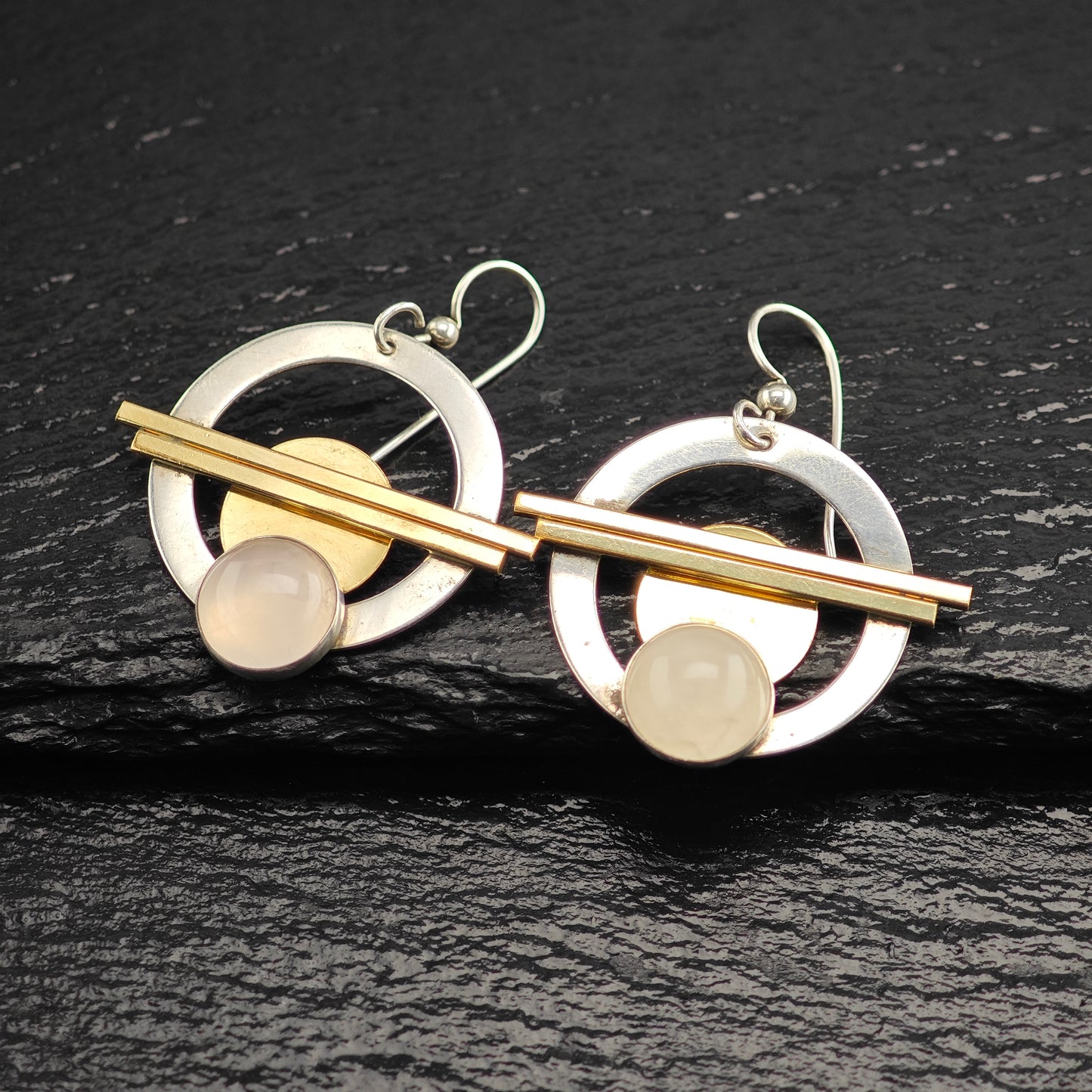 Studio Rose Quartz Gold Filled Sterling Silver Hook/Dangle Earrings ER3086