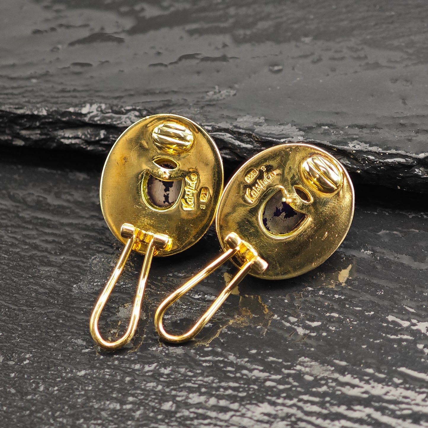Kai Yin Lo Amethyst MOP Gold Plated Sterling Silver Omega Back Earrings ER3088