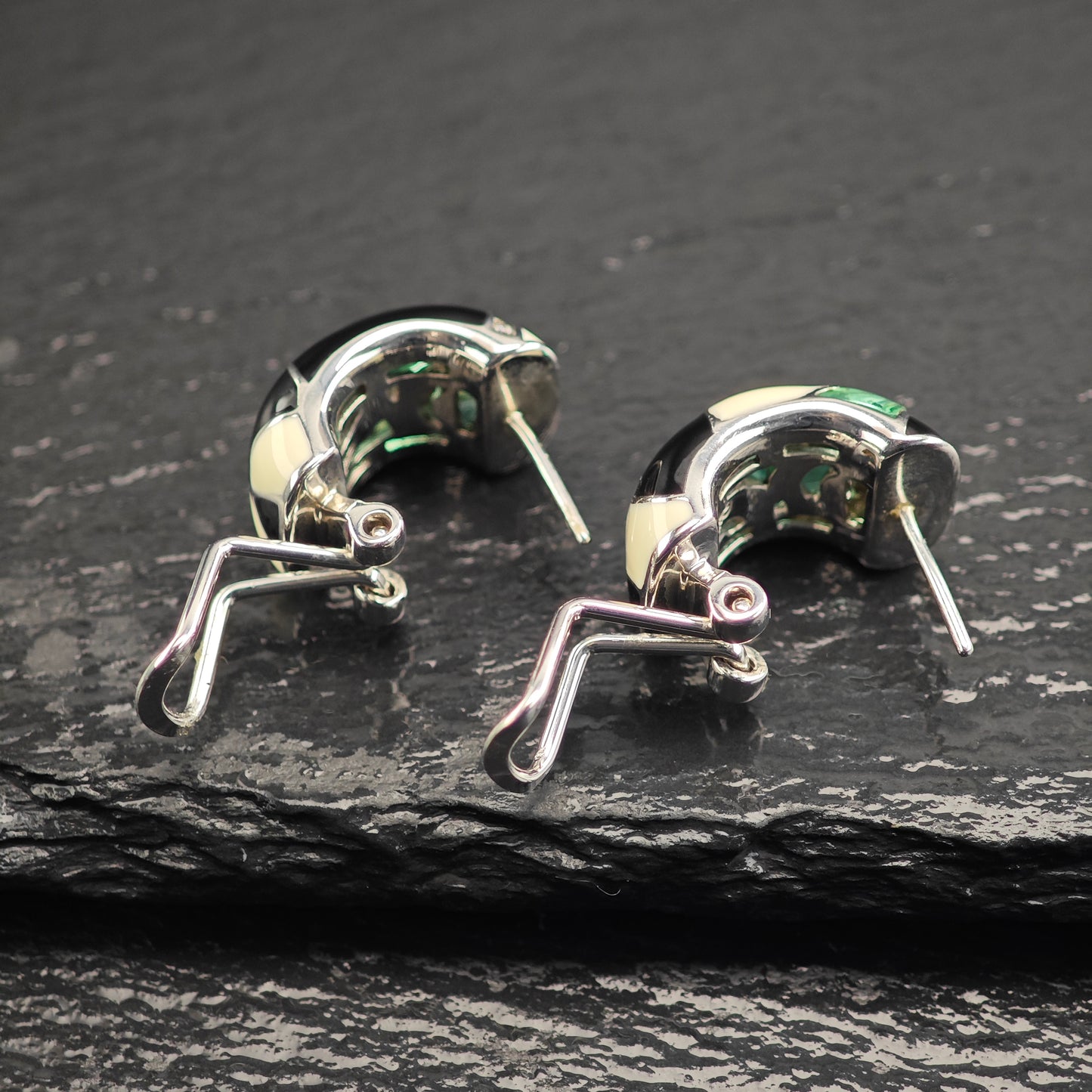 Belle Etoile Enamel Sterling Silver Omega Back Earrings ER3091
