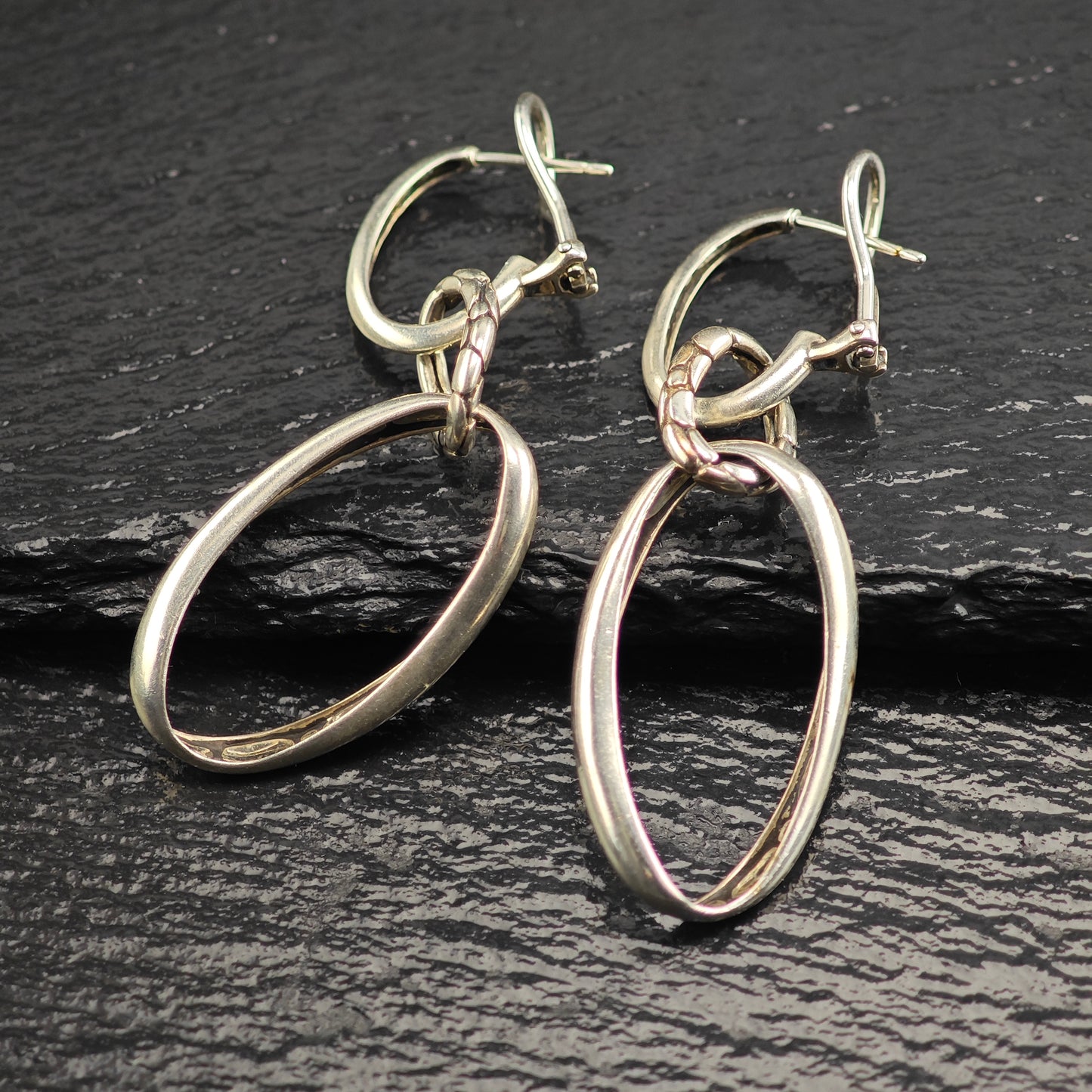 Abstract John Hardy Sterling Silver Omega Back/Dangle Earrings ER3092