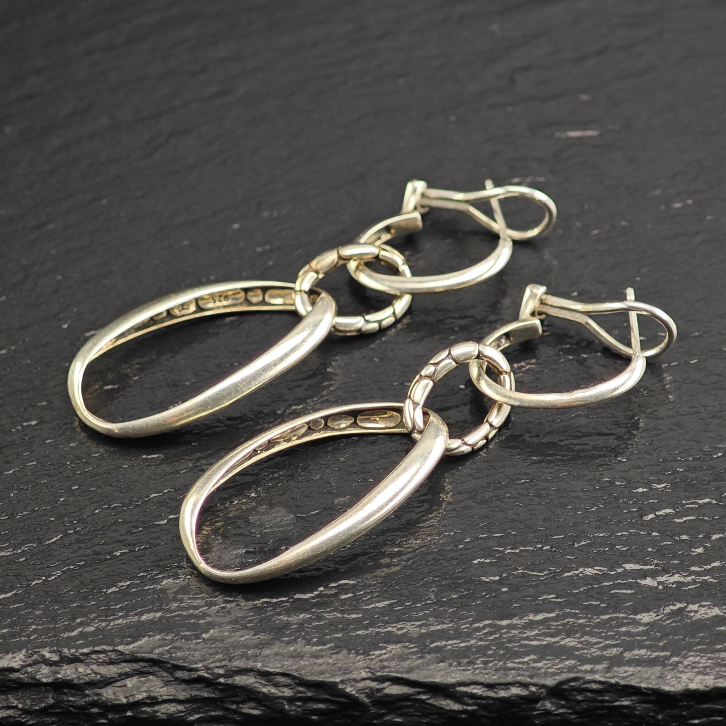 Abstract John Hardy Sterling Silver Omega Back/Dangle Earrings ER3092