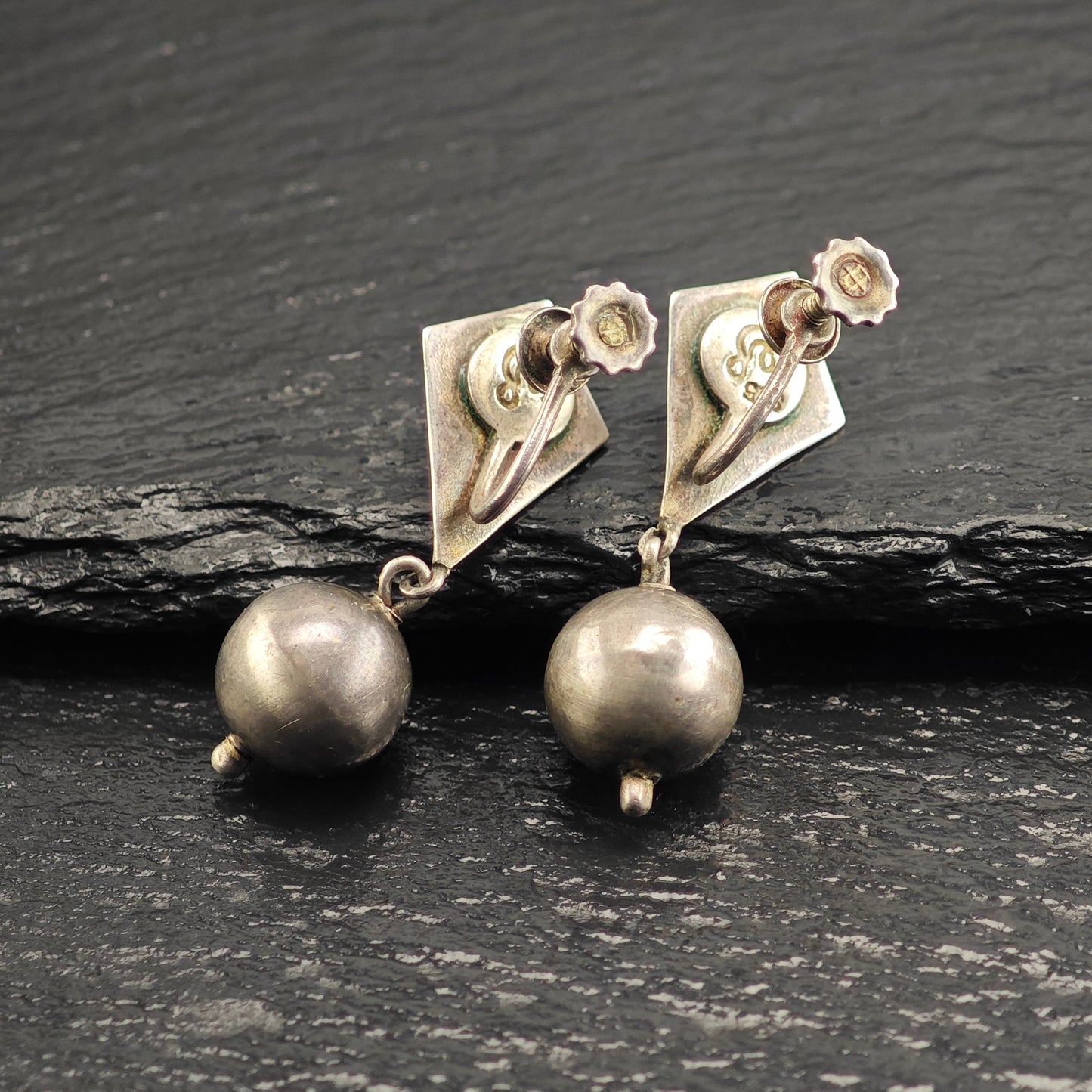 William Spratling Taxco Sterling Silver Screw Back/Dangle Earrings ER3093