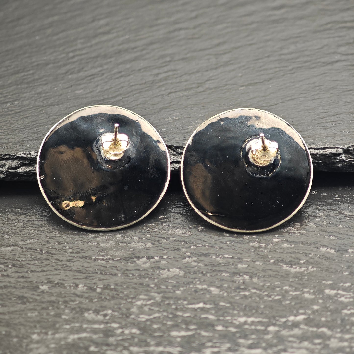 Modernist Multi-color Enamel Geometric Sterling Silver Stud Earrings ER3095