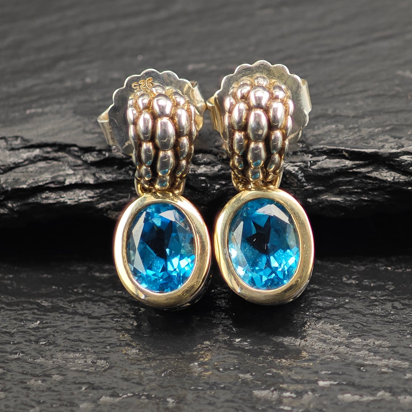 Designer Topaz 18K Gold Accent Sterling Silver Stud/Dangle Earrings ER3097