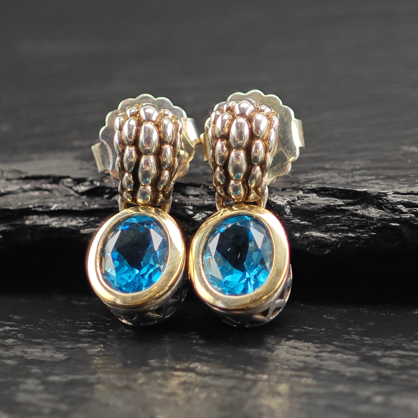 Designer Topaz 18K Gold Accent Sterling Silver Stud/Dangle Earrings ER3097