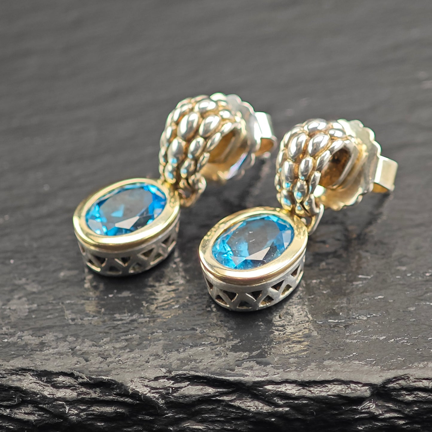 Designer Topaz 18K Gold Accent Sterling Silver Stud/Dangle Earrings ER3097