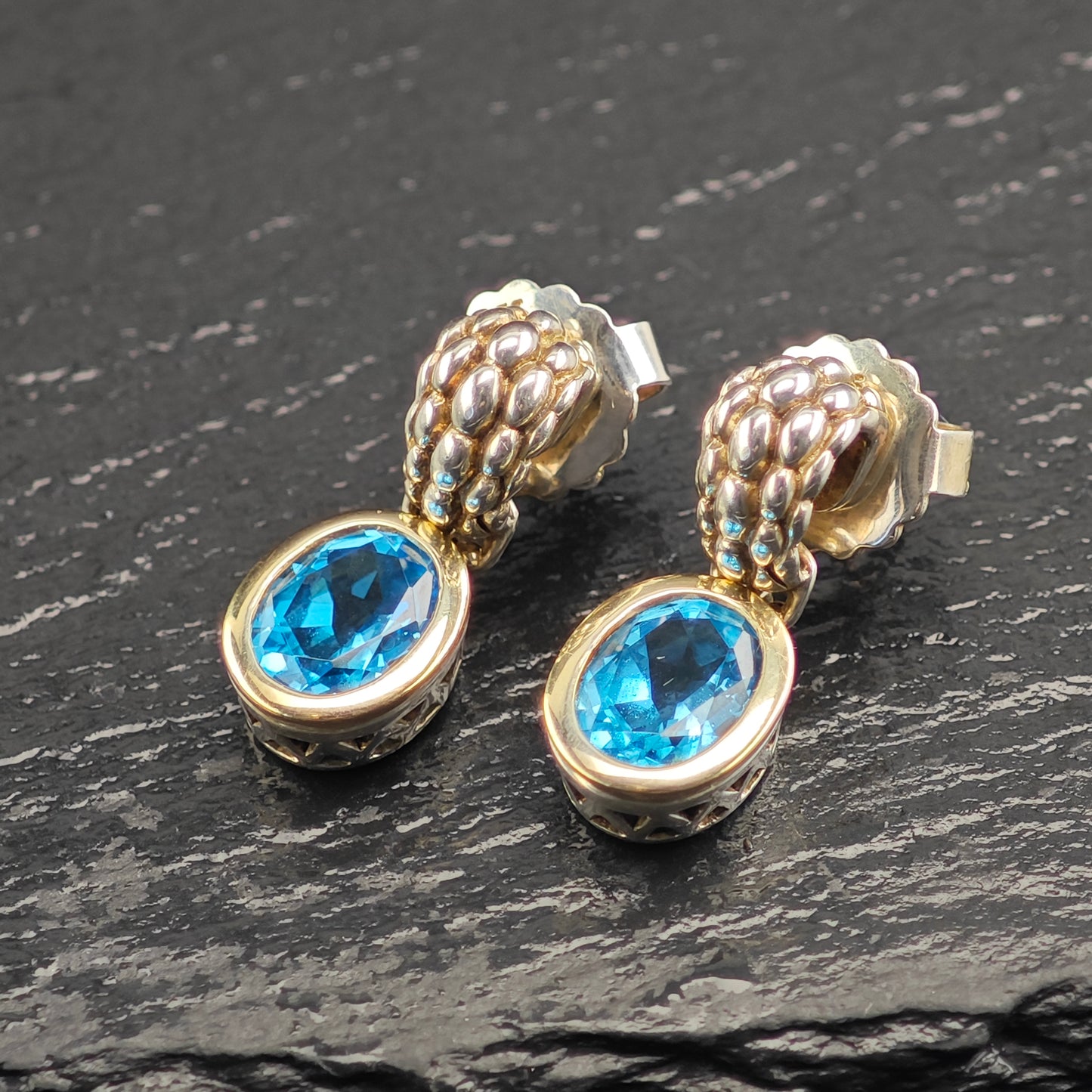 Designer Topaz 18K Gold Accent Sterling Silver Stud/Dangle Earrings ER3097