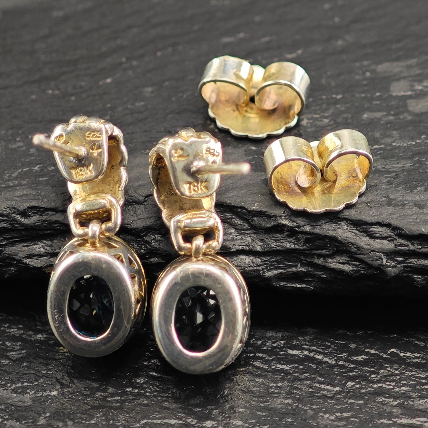 Designer Topaz 18K Gold Accent Sterling Silver Stud/Dangle Earrings ER3097