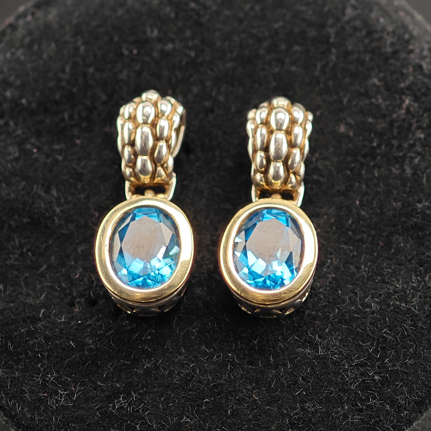 Designer Topaz 18K Gold Accent Sterling Silver Stud/Dangle Earrings ER3097