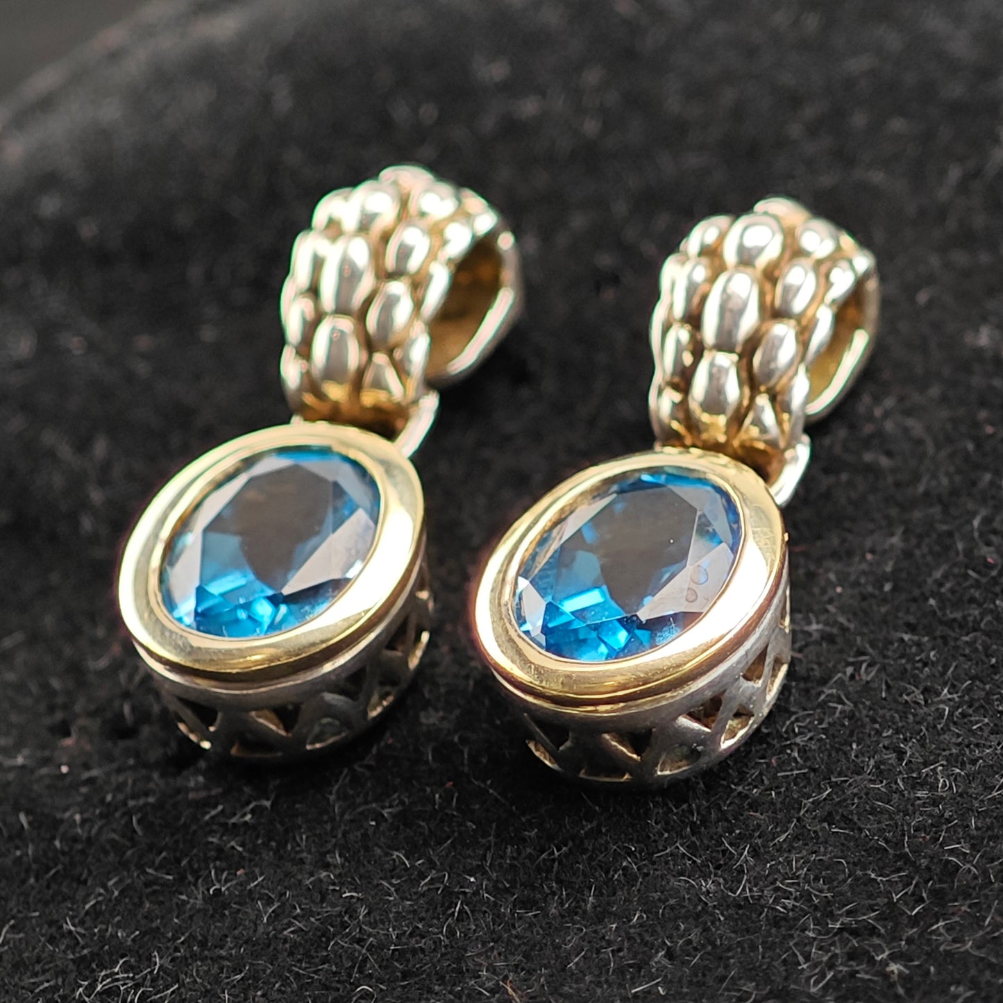Designer Topaz 18K Gold Accent Sterling Silver Stud/Dangle Earrings ER3097