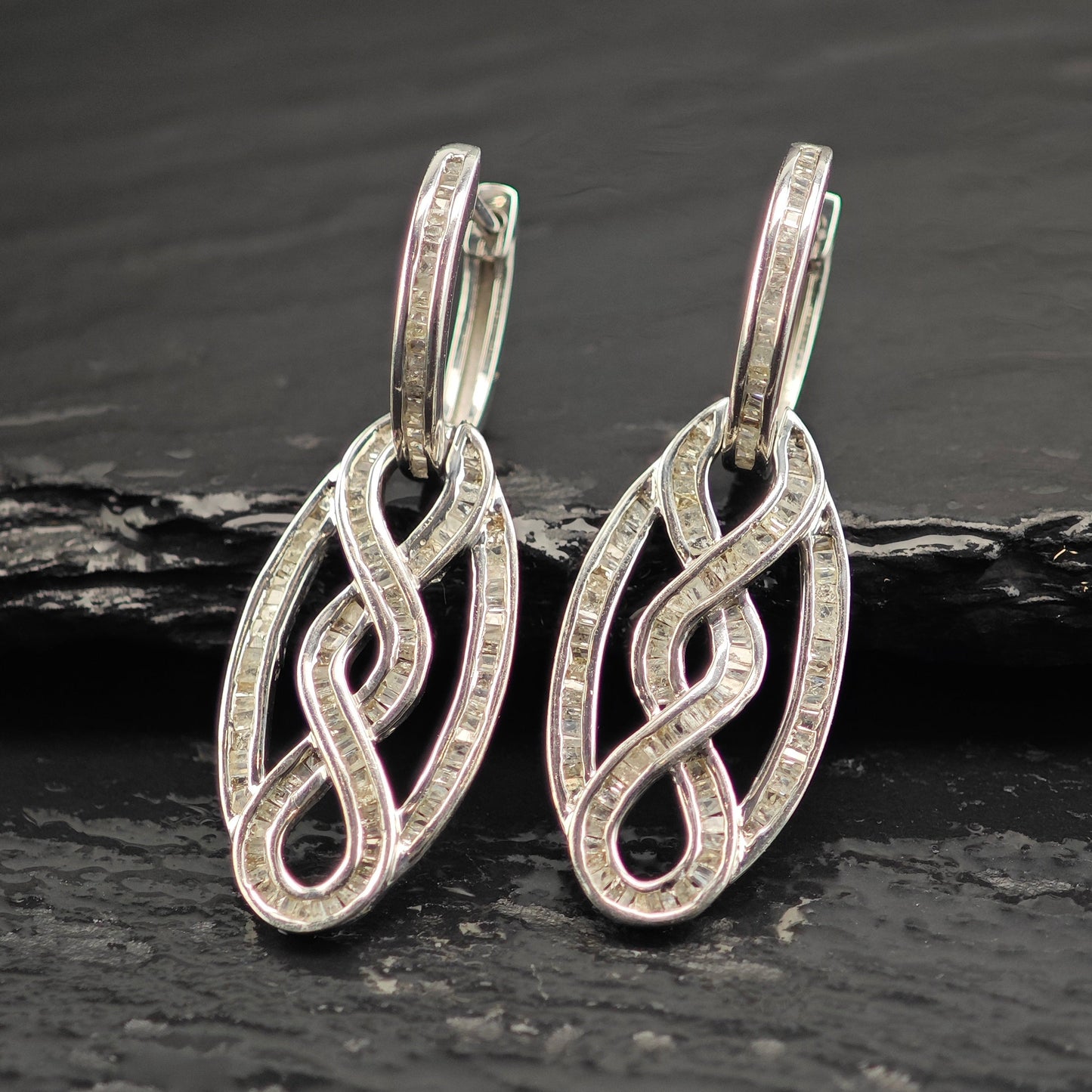 Diamond Sterling Silver Latch Back Earrings ER3100