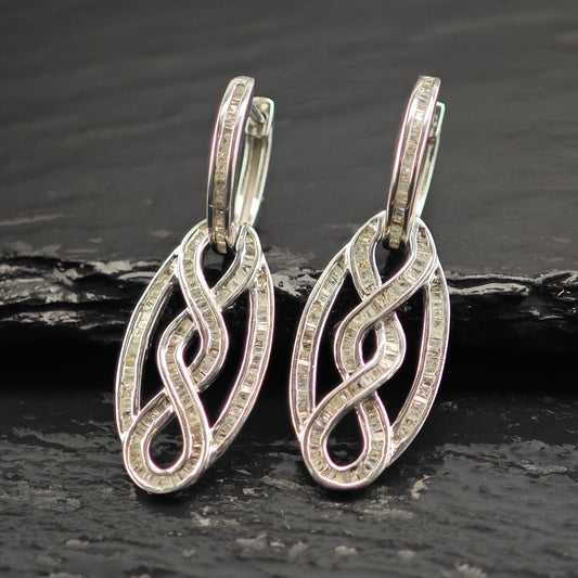 Diamond Sterling Silver Latch Back Earrings ER3100