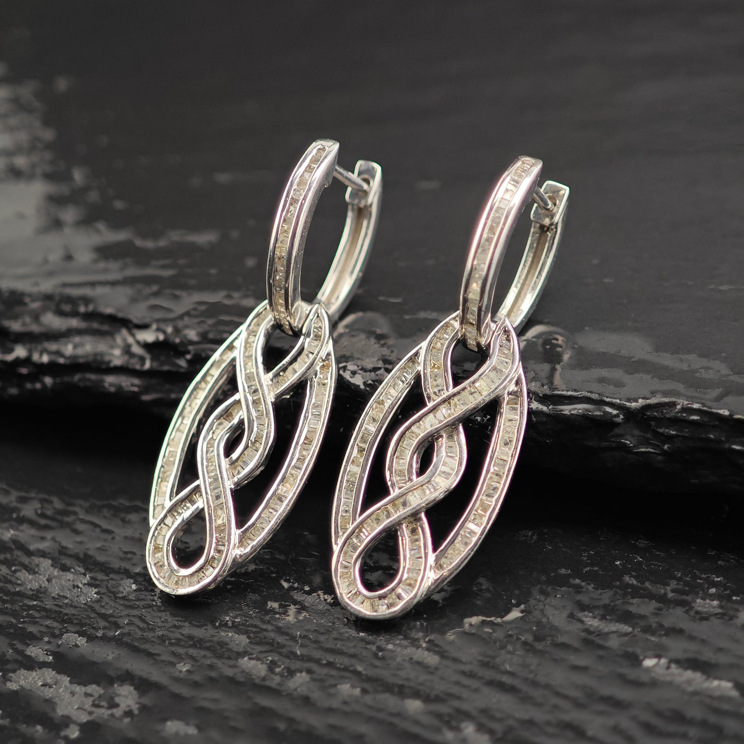 Diamond Sterling Silver Latch Back Earrings ER3100