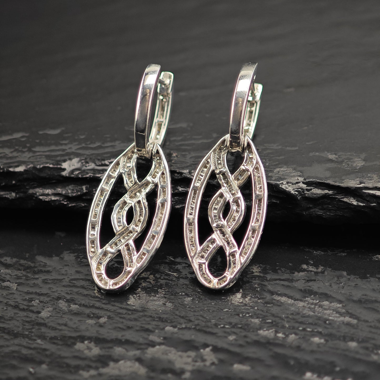 Diamond Sterling Silver Latch Back Earrings ER3100