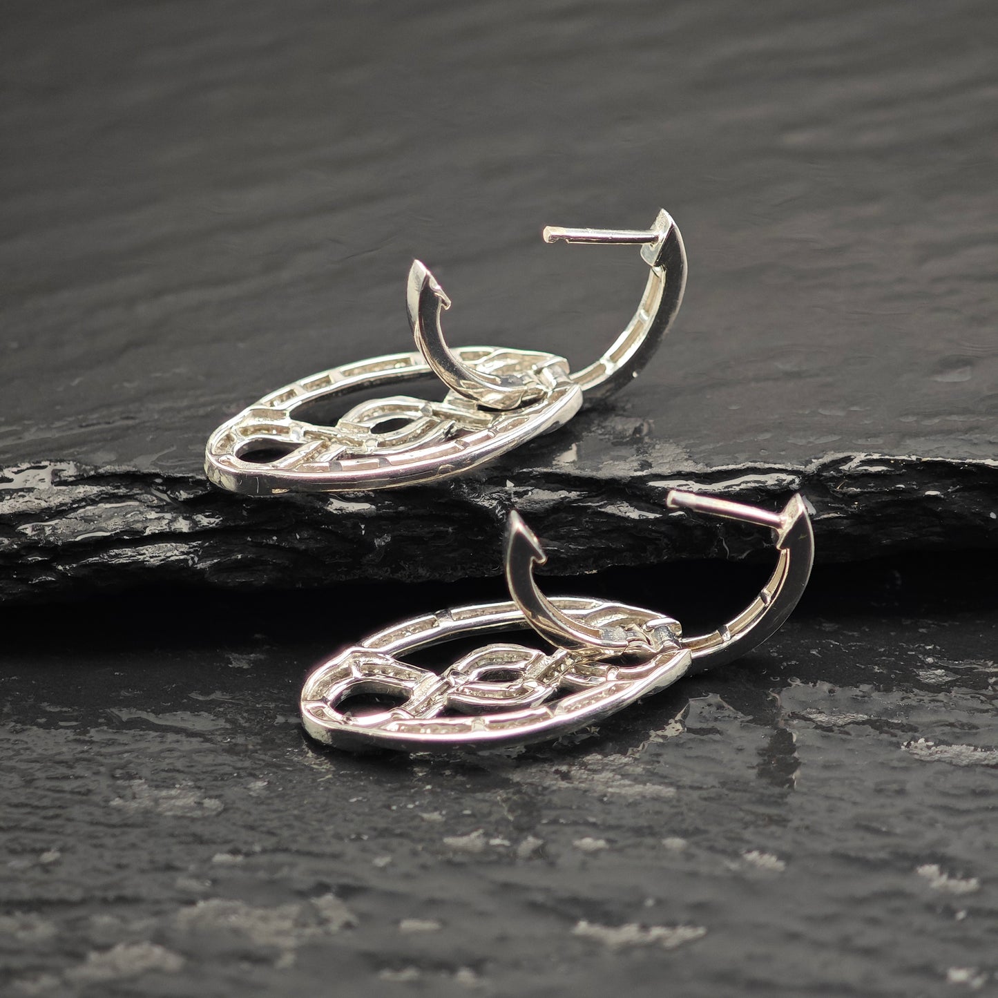 Diamond Sterling Silver Latch Back Earrings ER3100