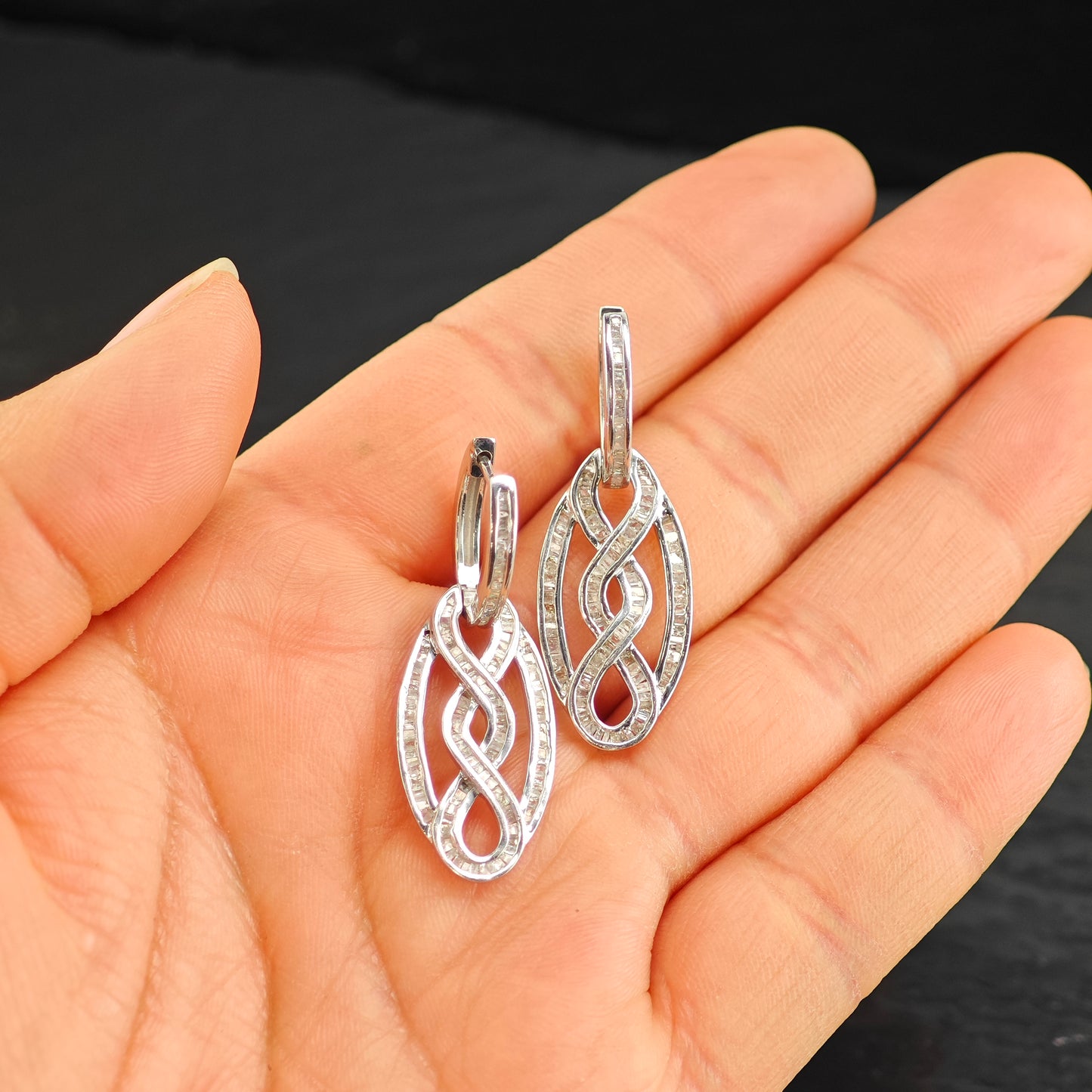 Diamond Sterling Silver Latch Back Earrings ER3100
