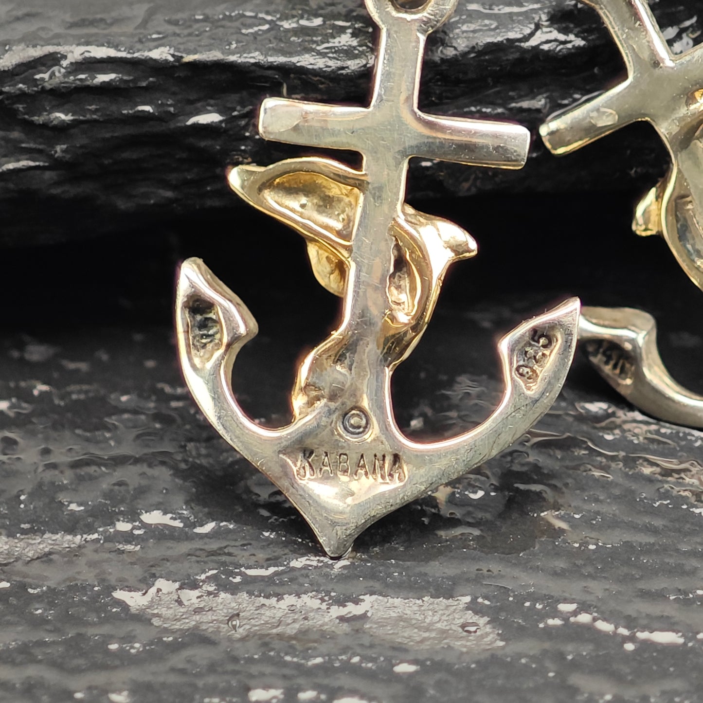 Kabana 14K Gold Accent Dolphin Sterling Silver Leverback/Dangle Earrings ER3101
