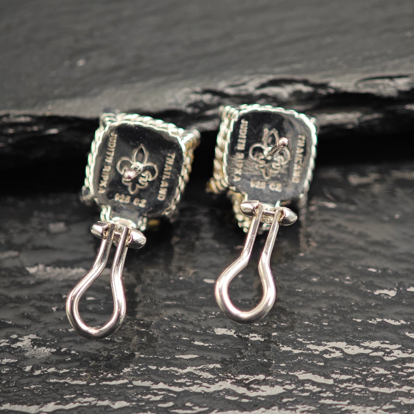 Judith Ripka Citrine CZ Hearts Sterling Silver Omega Back Earrings ER3104