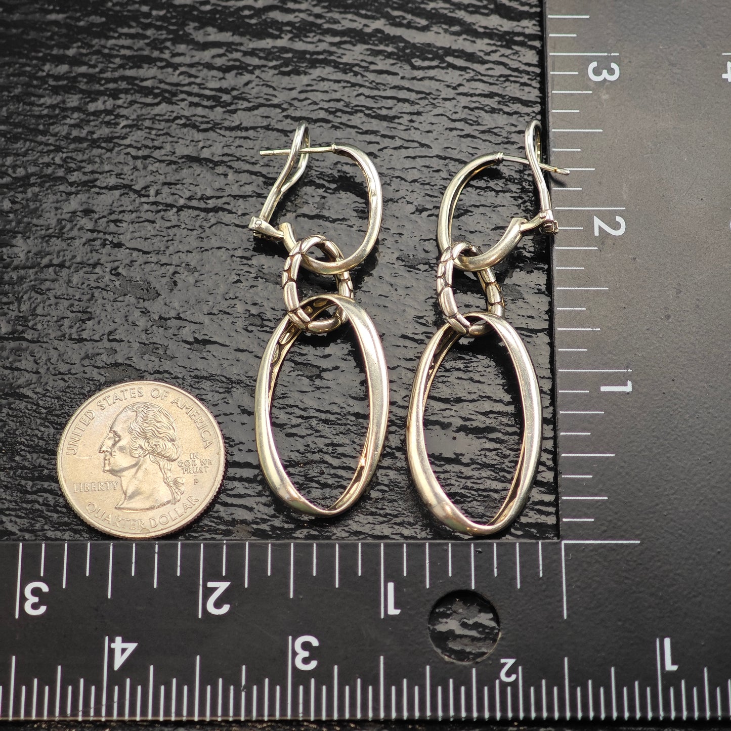 Abstract John Hardy Sterling Silver Omega Back/Dangle Earrings ER3092