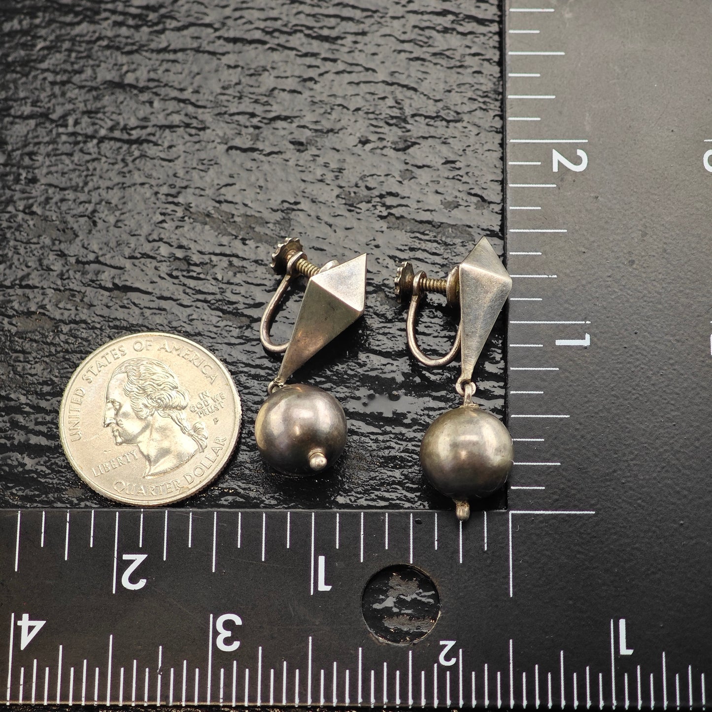 William Spratling Taxco Sterling Silver Screw Back/Dangle Earrings ER3093