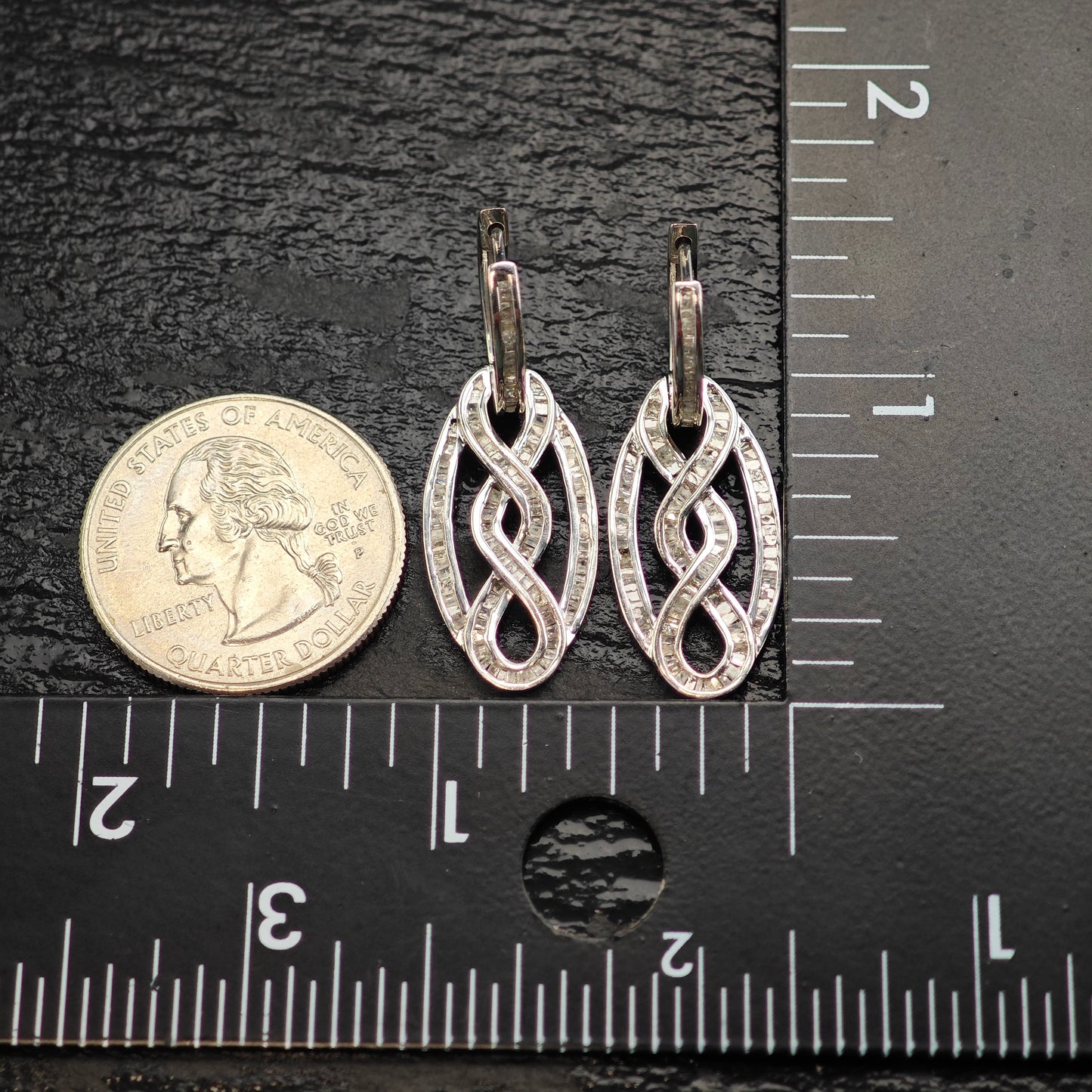 Diamond Sterling Silver Latch Back Earrings ER3100