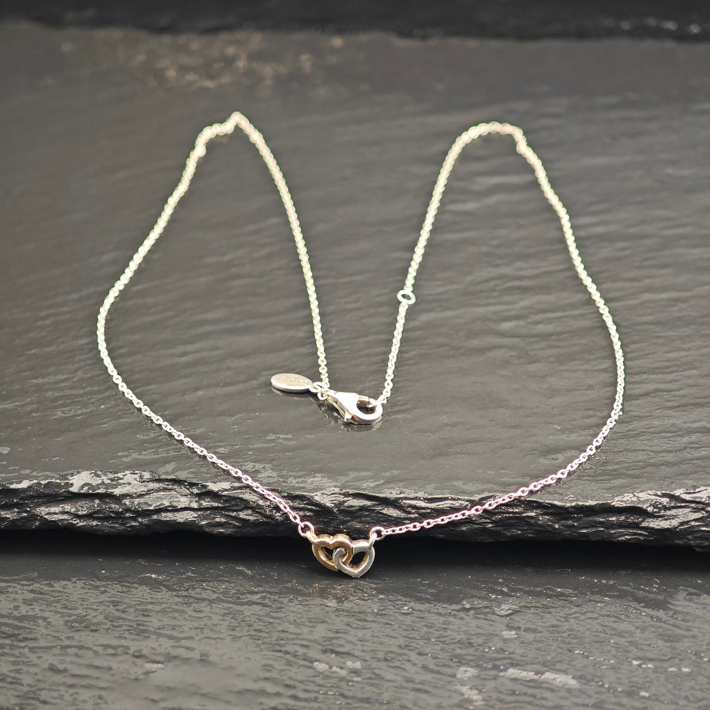 Pandora Gold Tone Hearts, Minimalist Sterling Silver Necklace N2713