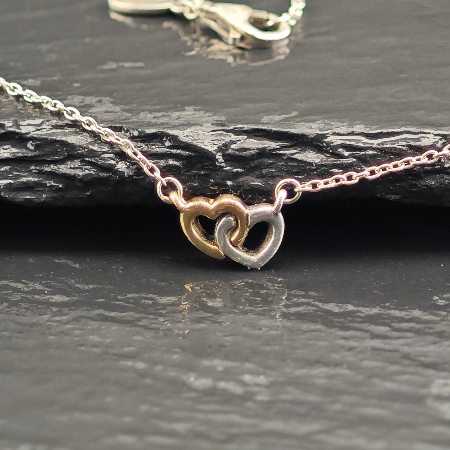 Pandora Gold Tone Hearts, Minimalist Sterling Silver Necklace N2713