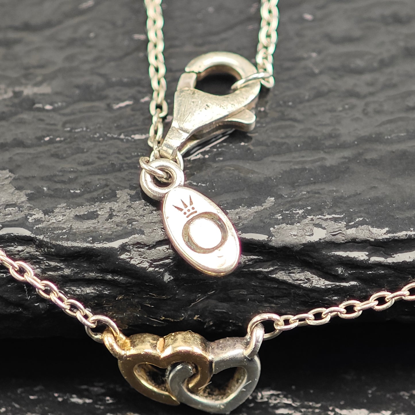 Pandora Gold Tone Hearts, Minimalist Sterling Silver Necklace N2713