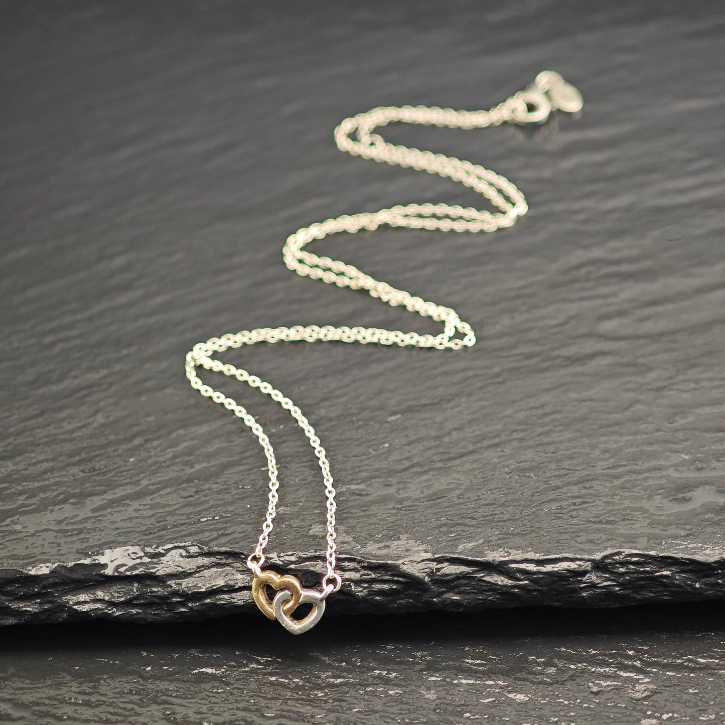 Pandora Gold Tone Hearts, Minimalist Sterling Silver Necklace N2713