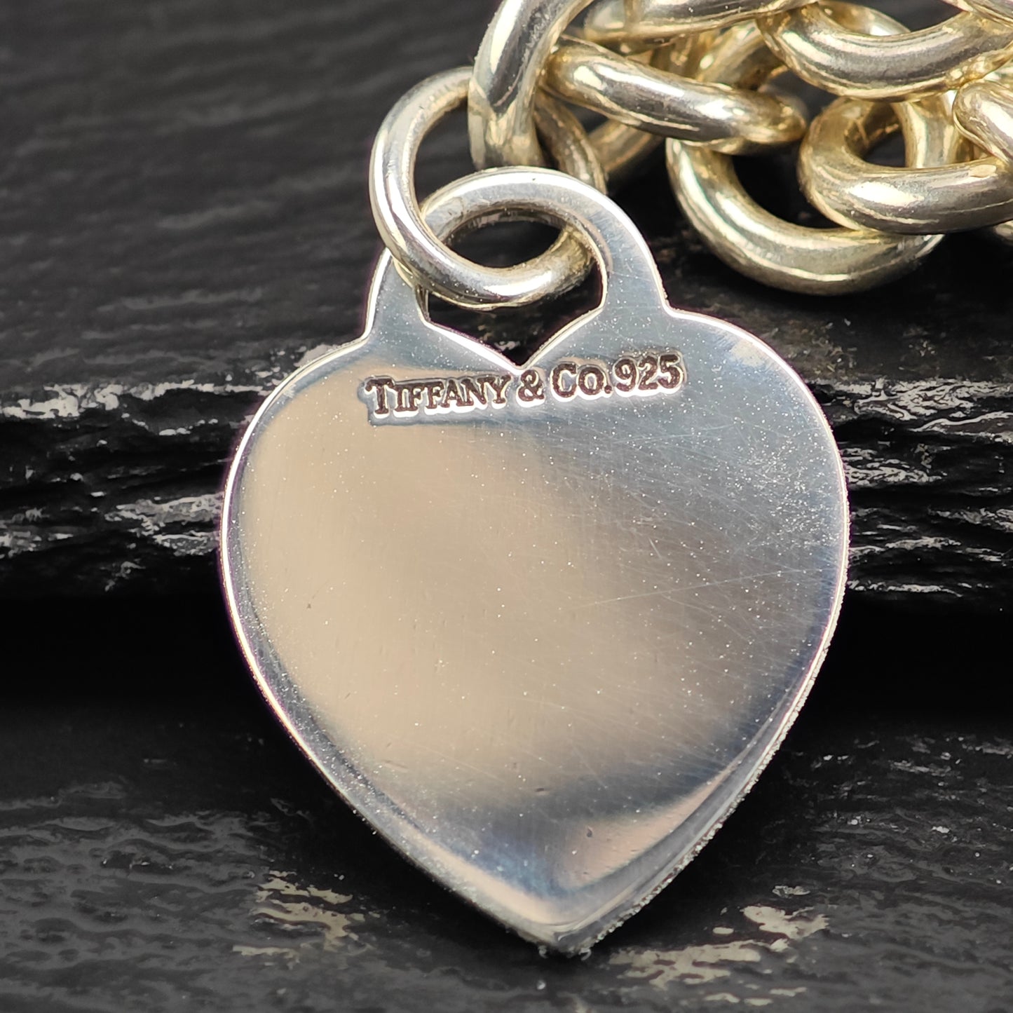 Vintage Tiffany Hearts, Sterling Silver Curb Chain Necklace N2714