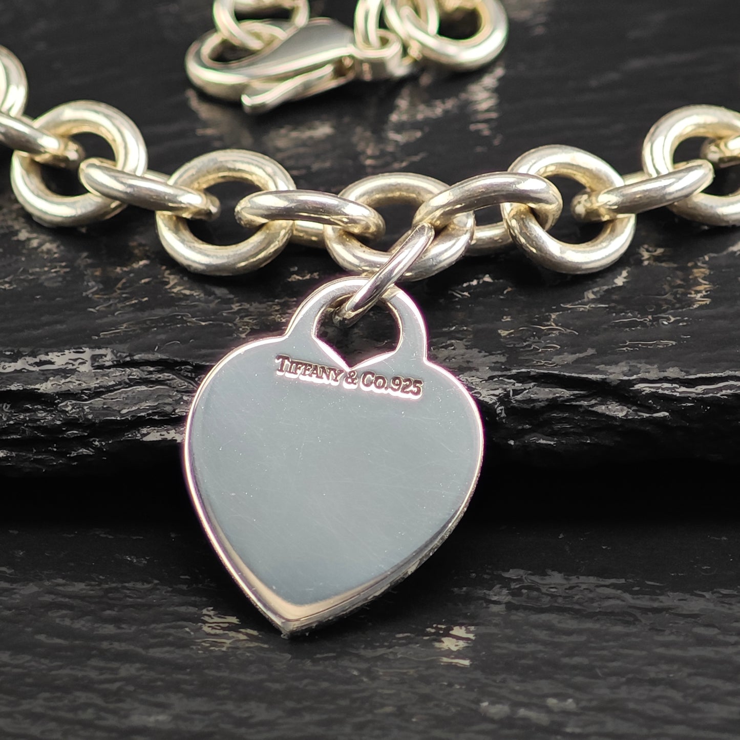 Vintage Tiffany Hearts, Sterling Silver Curb Chain Necklace N2714