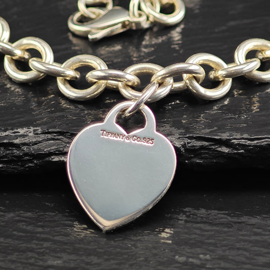 Vintage Tiffany Hearts, Sterling Silver Curb Chain Necklace N2714