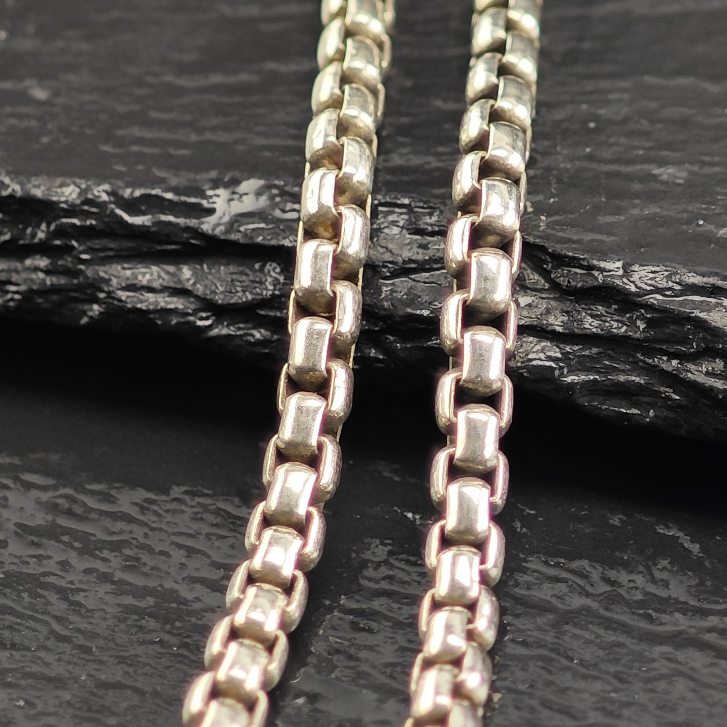 Vintage David Yurman 14k Gold Accent, Sterling Silver 3.5mm Box Chain Necklace N2715