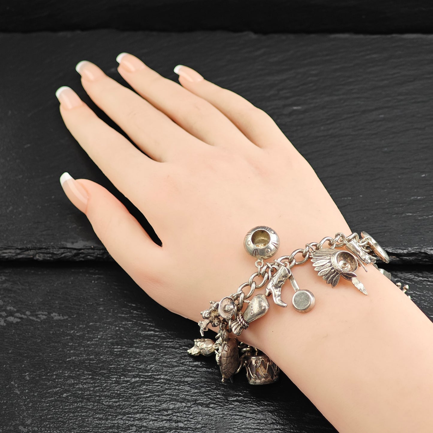 WWII & SW Charm Bracelet Sterling Silver Sz 7 1/4" BR3108