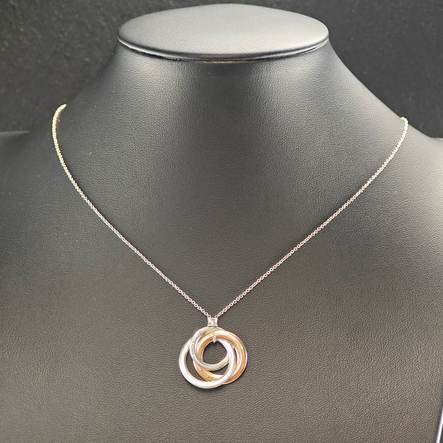 Vintage Tiffany Gold Tone Infinity Rings, Sterling Silver Necklace N2711