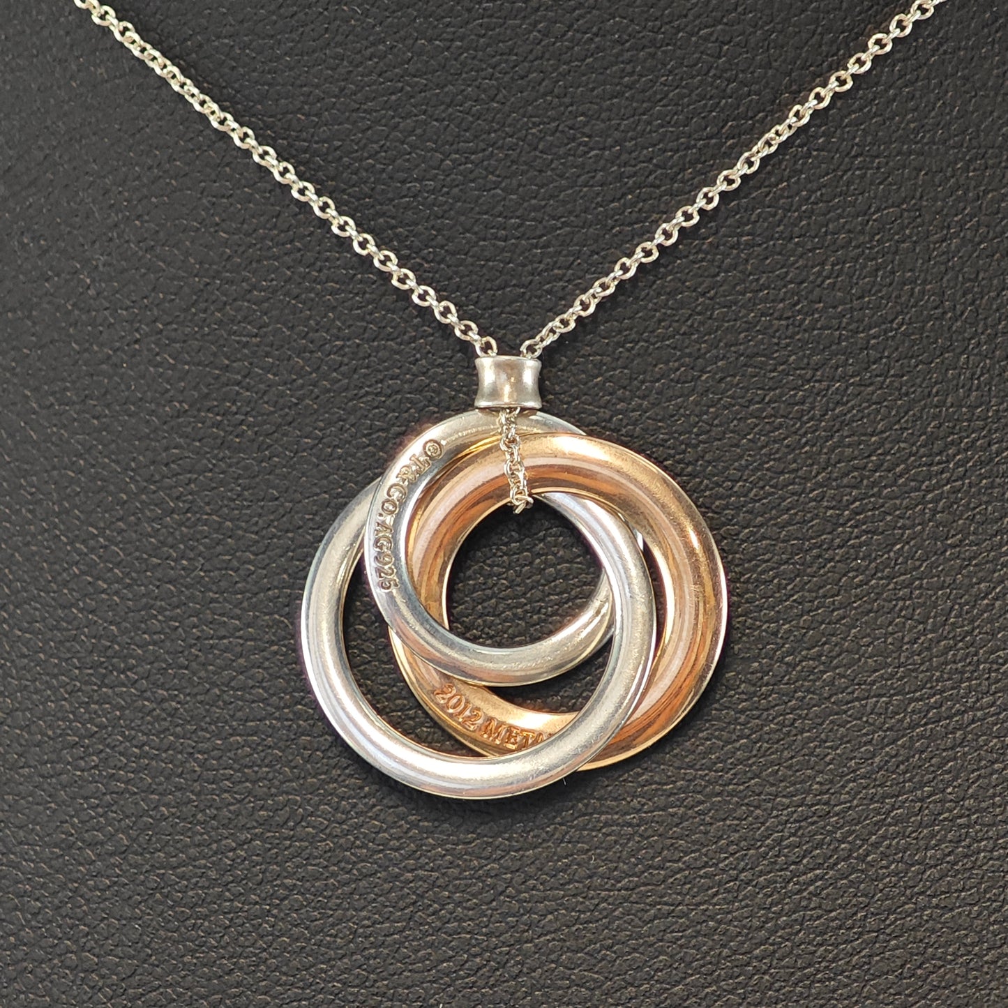 Vintage Tiffany Gold Tone Infinity Rings, Sterling Silver Necklace N2711