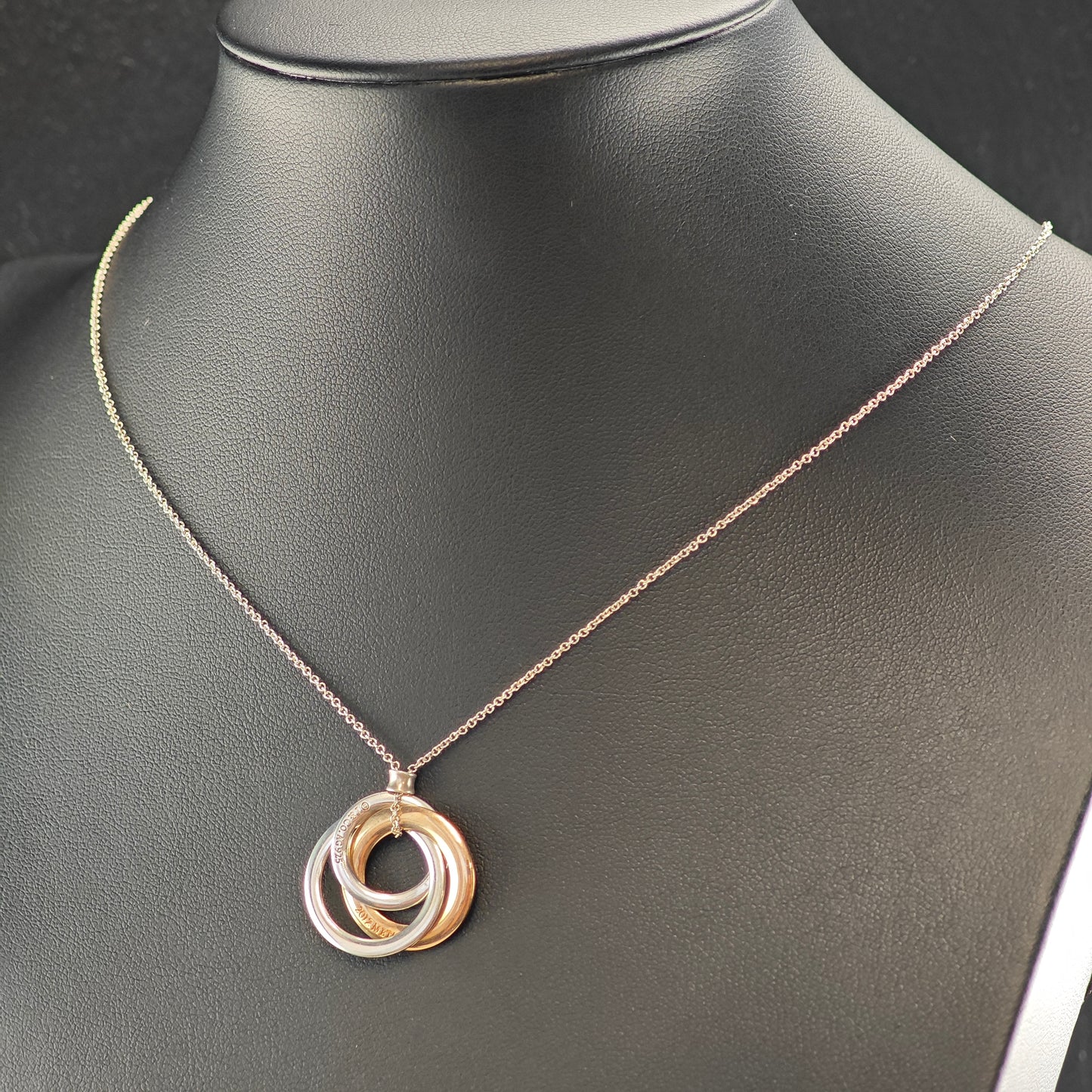 Vintage Tiffany Gold Tone Infinity Rings, Sterling Silver Necklace N2711