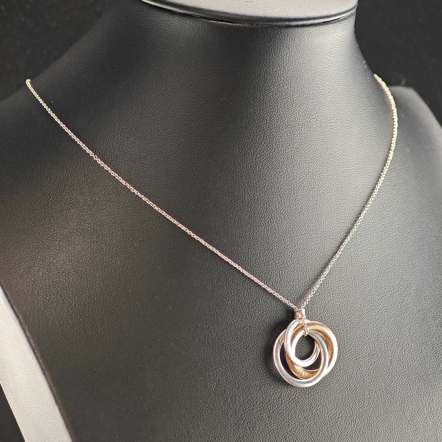 Vintage Tiffany Gold Tone Infinity Rings, Sterling Silver Necklace N2711