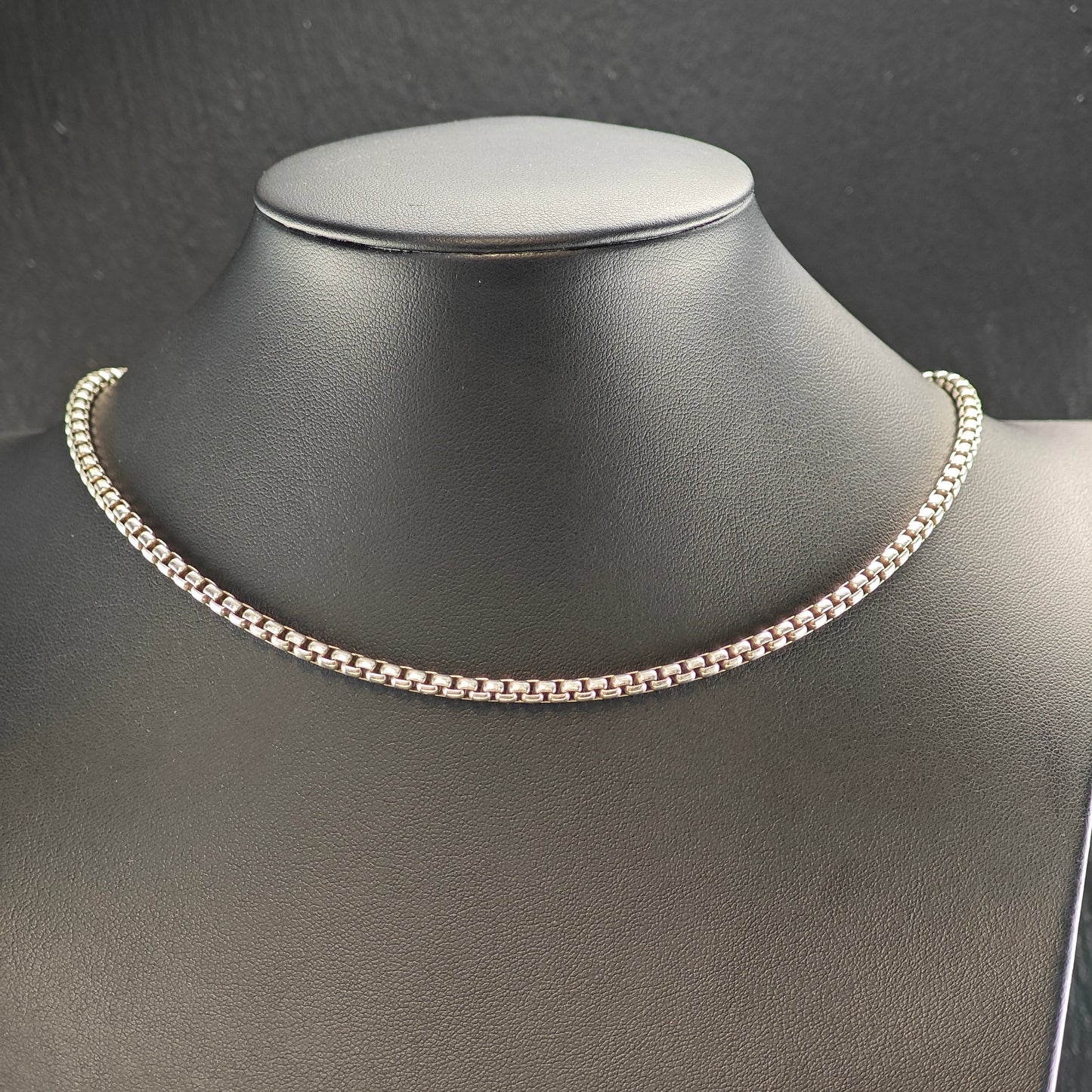 Vintage David Yurman 14k Gold Accent, Sterling Silver 3.5mm Box Chain Necklace N2715