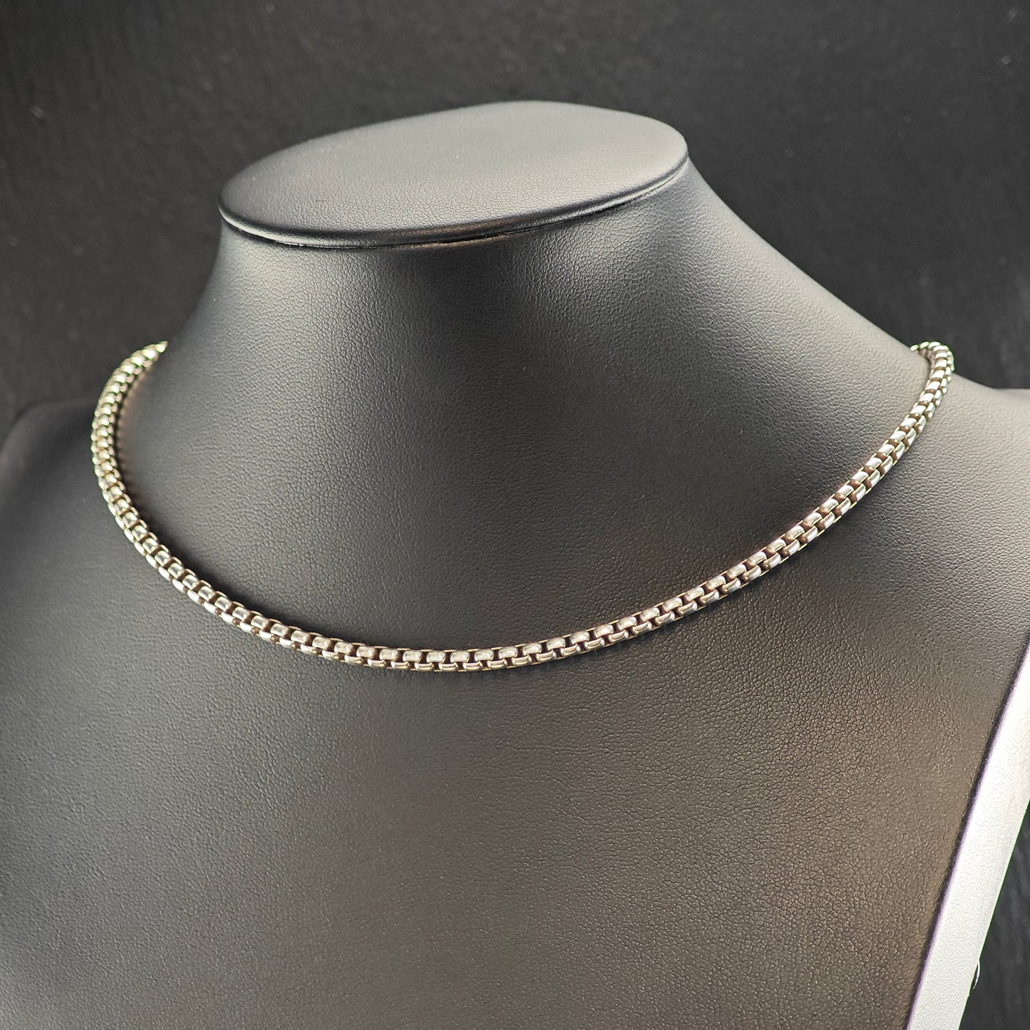 Vintage David Yurman 14k Gold Accent, Sterling Silver 3.5mm Box Chain Necklace N2715