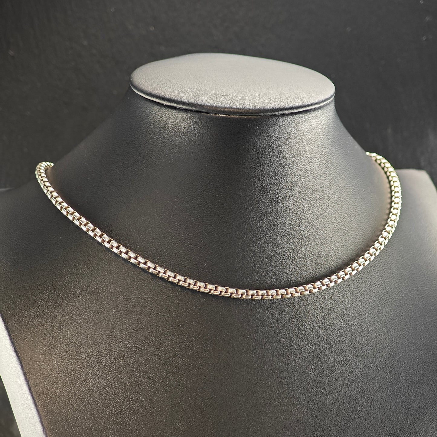 Vintage David Yurman 14k Gold Accent, Sterling Silver 3.5mm Box Chain Necklace N2715