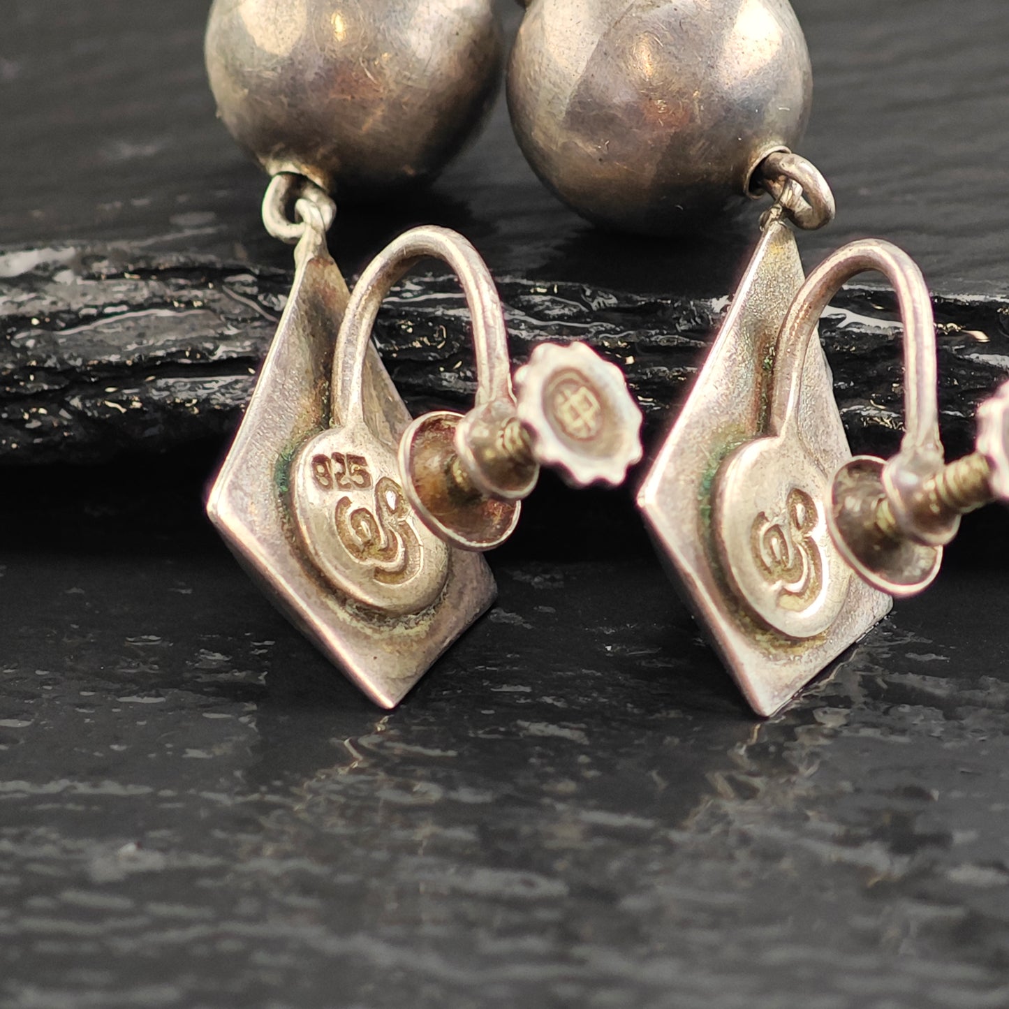 William Spratling Taxco Sterling Silver Screw Back/Dangle Earrings ER3093