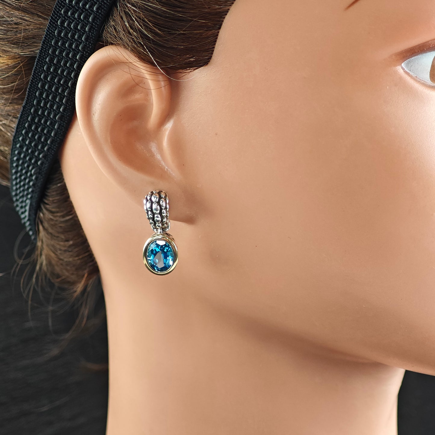 Designer Topaz 18K Gold Accent Sterling Silver Stud/Dangle Earrings ER3097