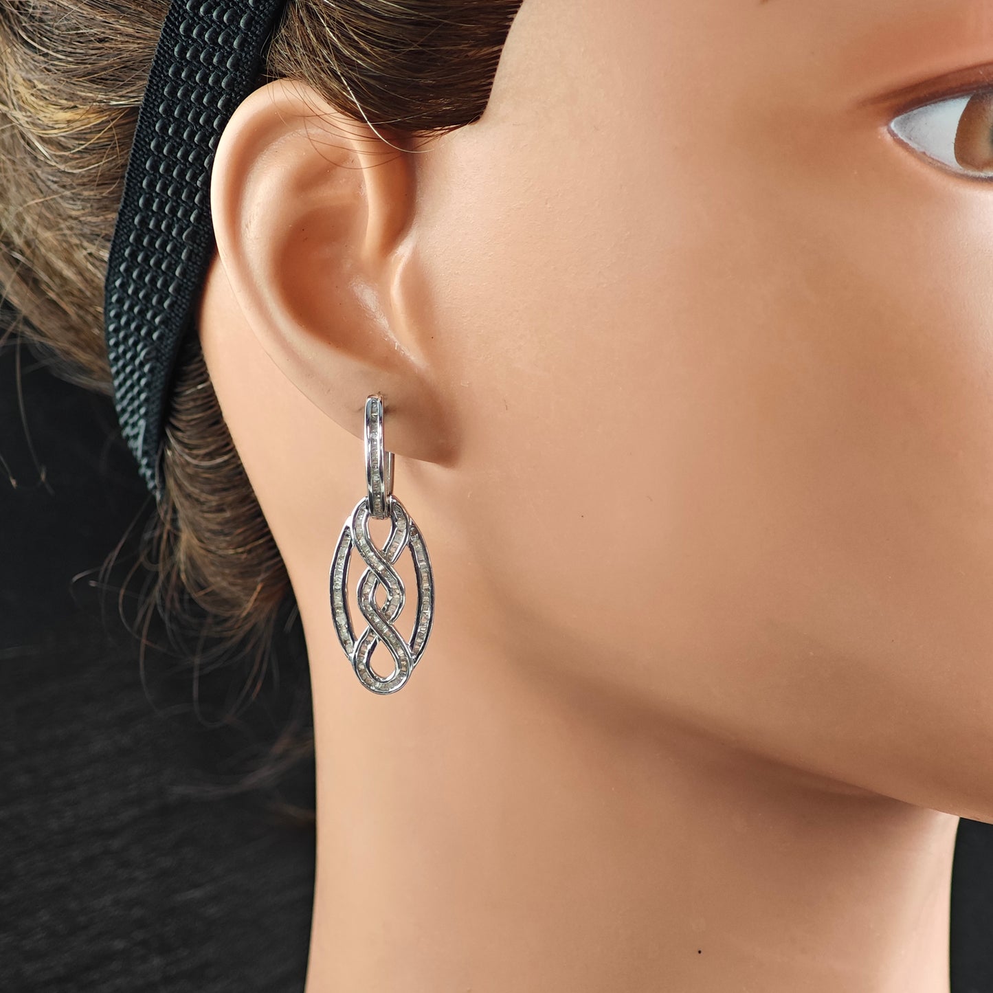 Diamond Sterling Silver Latch Back Earrings ER3100