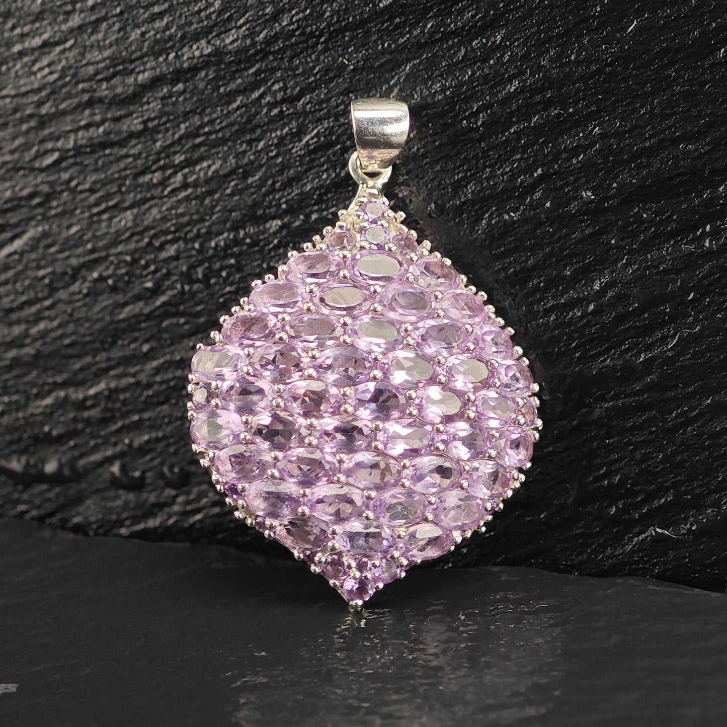 Amethyst Cluster Pendant and Earring Set Sterling Silver MISC0372