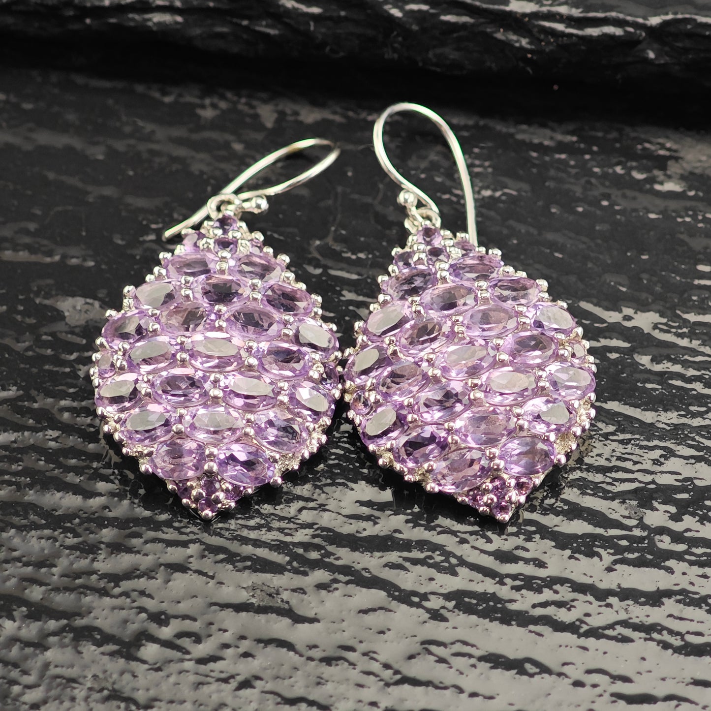Amethyst Cluster Pendant and Earring Set Sterling Silver MISC0372