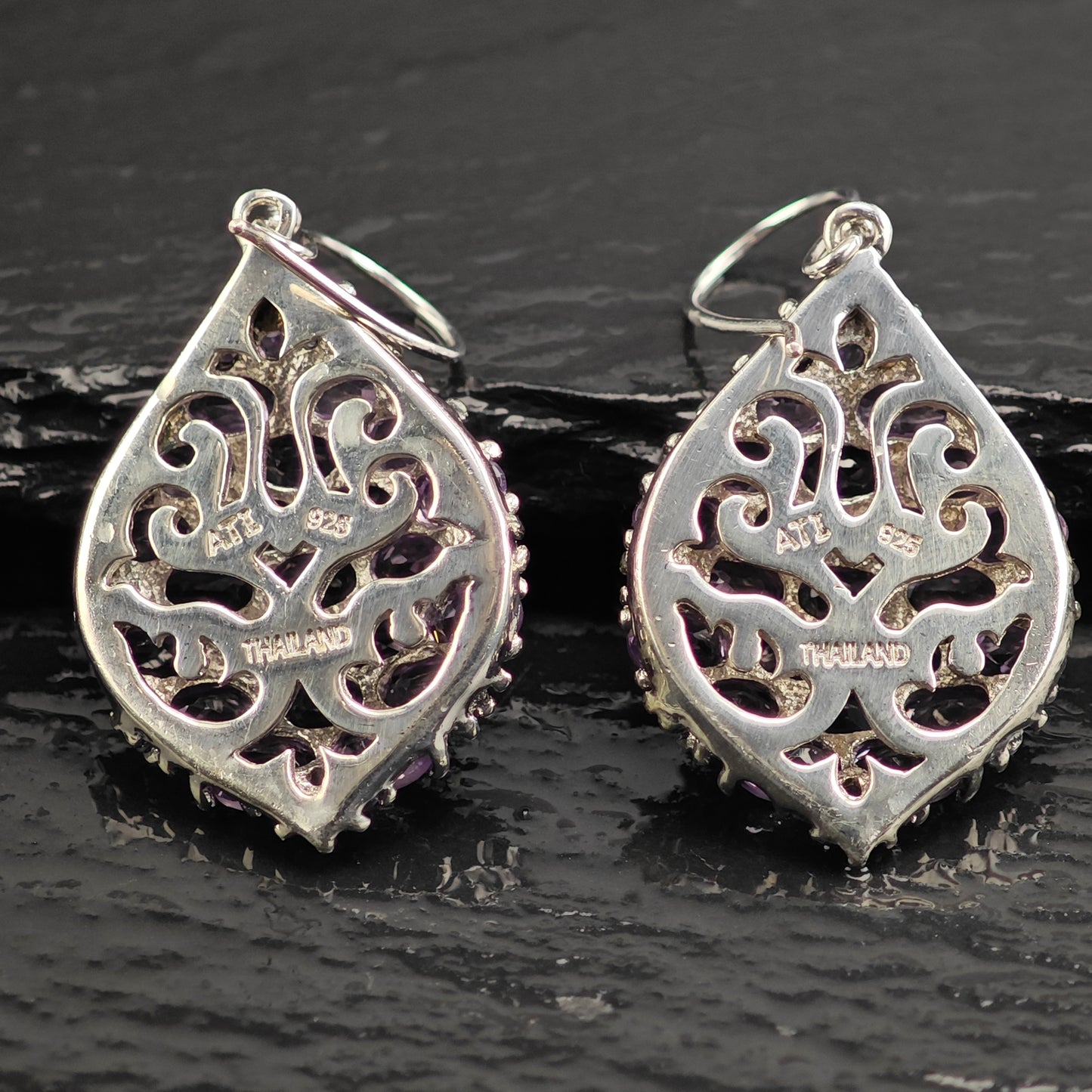 Amethyst Cluster Pendant and Earring Set Sterling Silver MISC0372